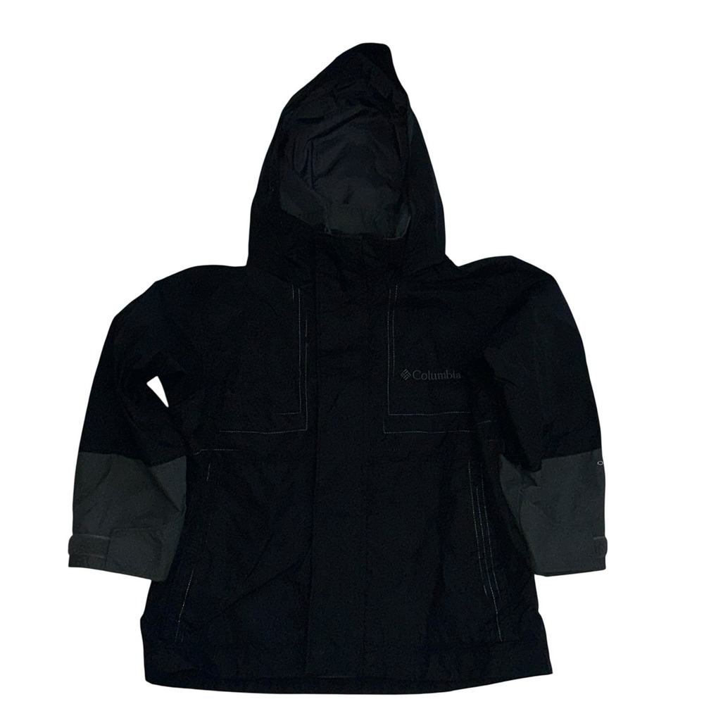 Columbia Windbreaker Youth 4/5 Black Lightweight Zip‎ Up Hooded Boys Girls
